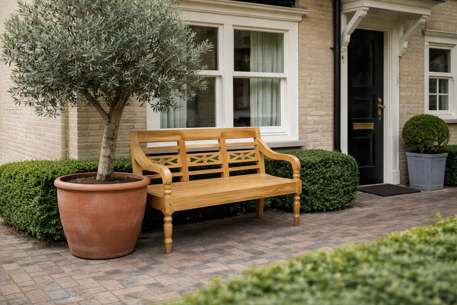 Teak hout tuinbankje 1.30m - Afbeelding 2