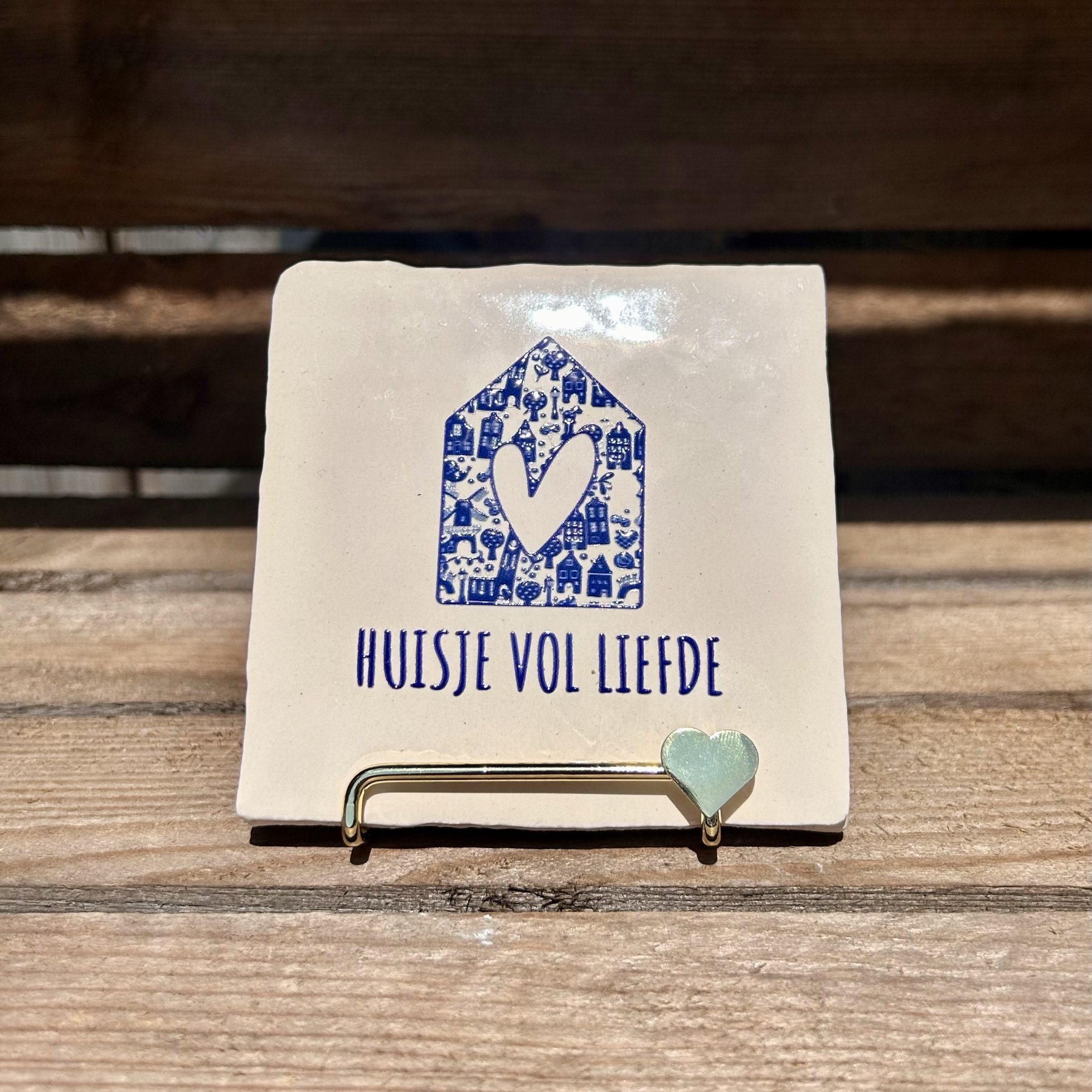 Tegeltje delftsblauw Huisje vol liefde