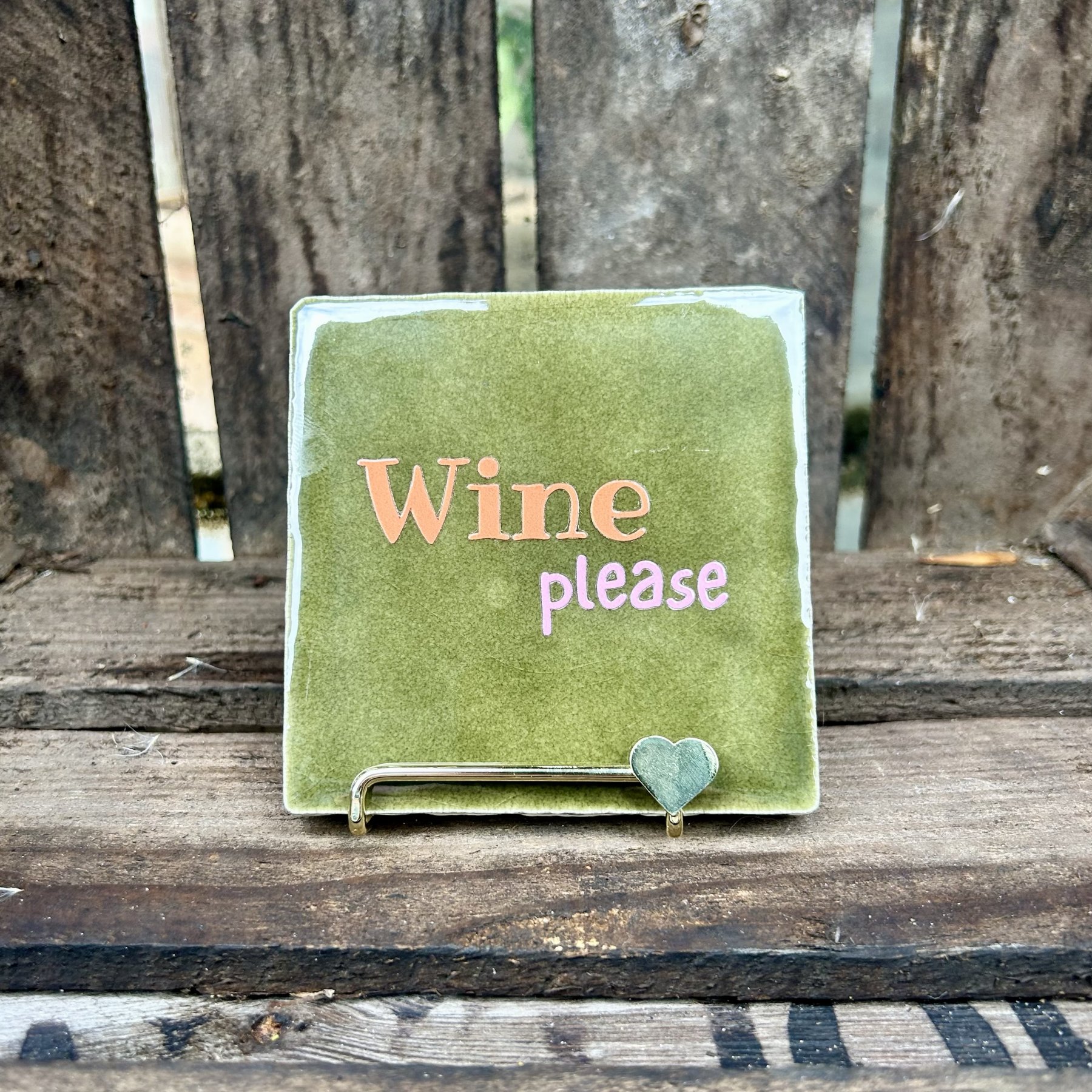 Tegeltje Wine please (groen)