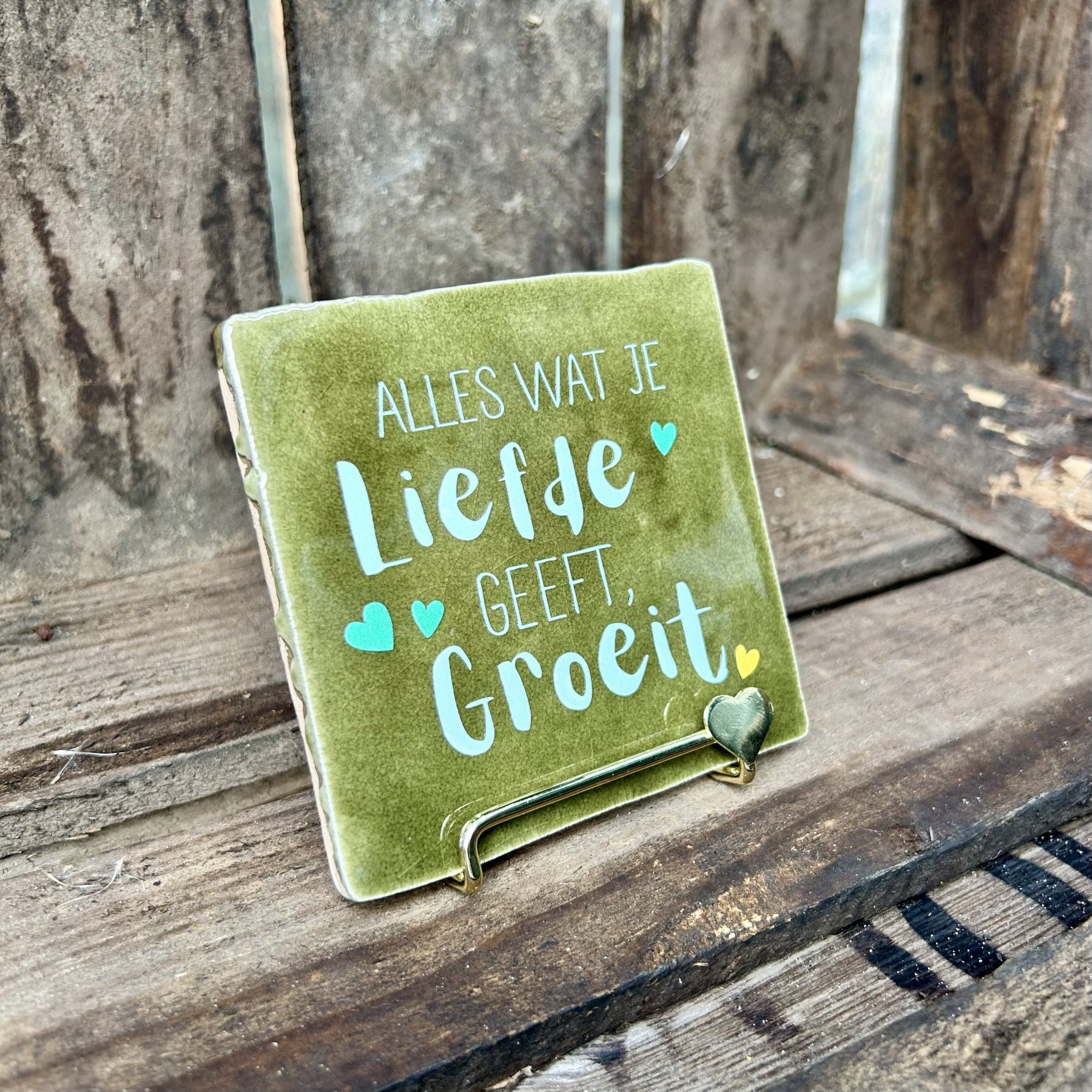 Tegeltje Alles wat je liefde geeft groeit (groen) - Afbeelding 2