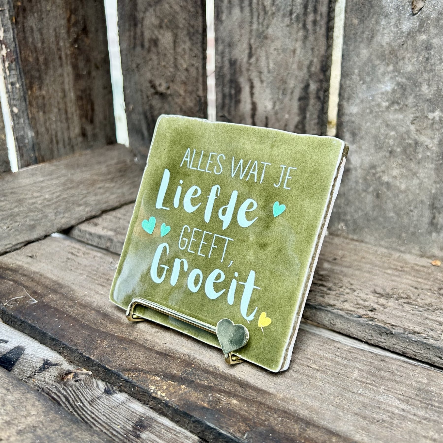 Tegeltje Alles wat je liefde geeft groeit (groen) - Afbeelding 3