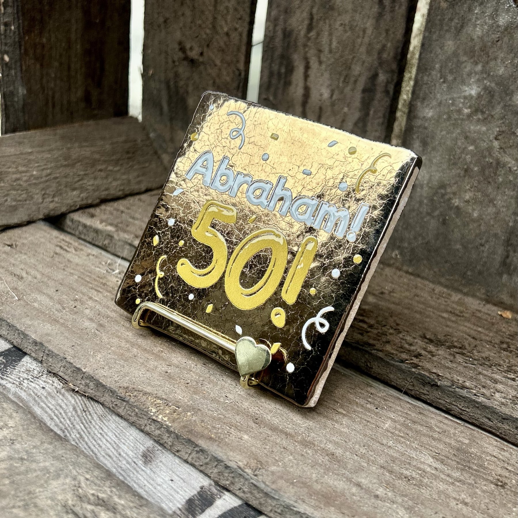 Tegeltje Abraham! 50! (brons) - Afbeelding 3