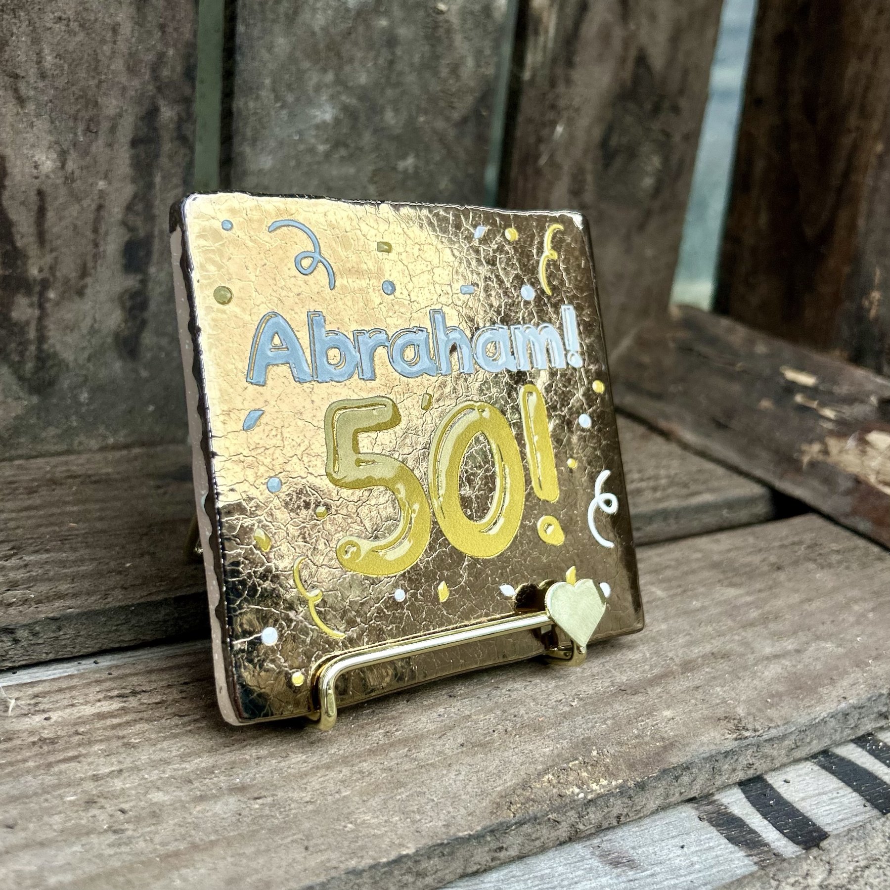 Tegeltje Abraham! 50! (brons) - Afbeelding 2