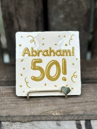 Tegeltje Abraham! 50! (beige)