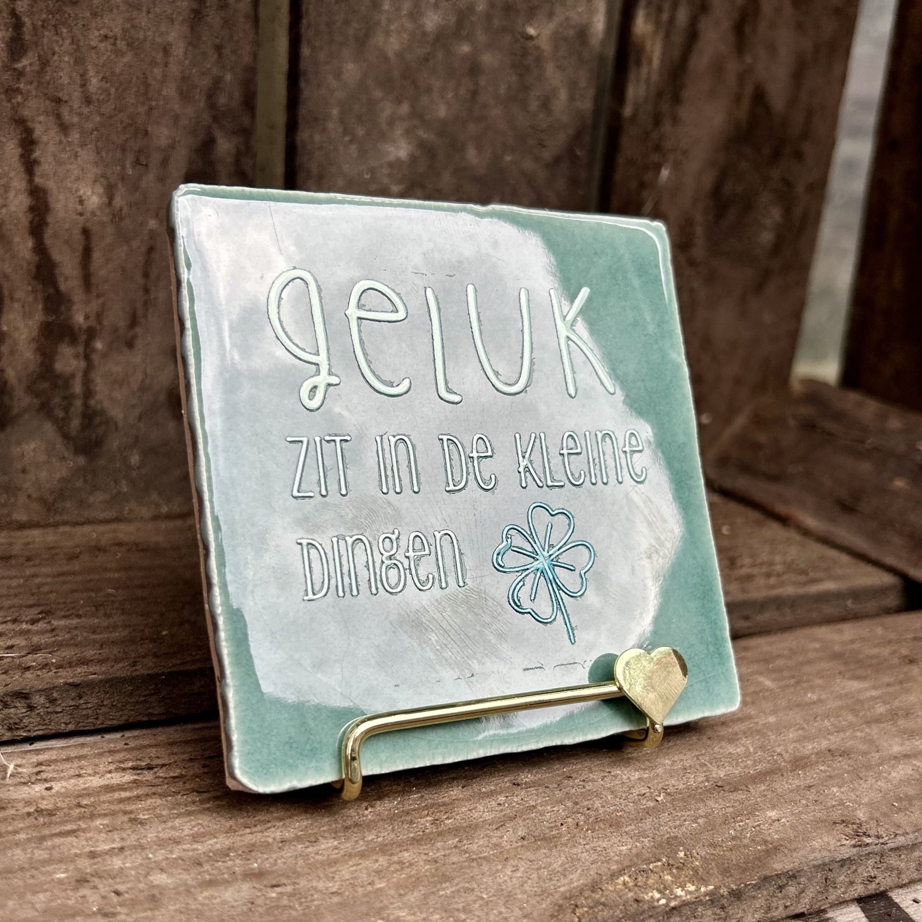 Tegeltje Geluk zit in de kleine dingen (blauw) - Afbeelding 2