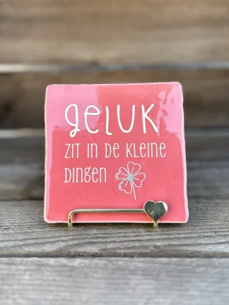 Tegeltje Geluk zit in de kleine dingen (roze)