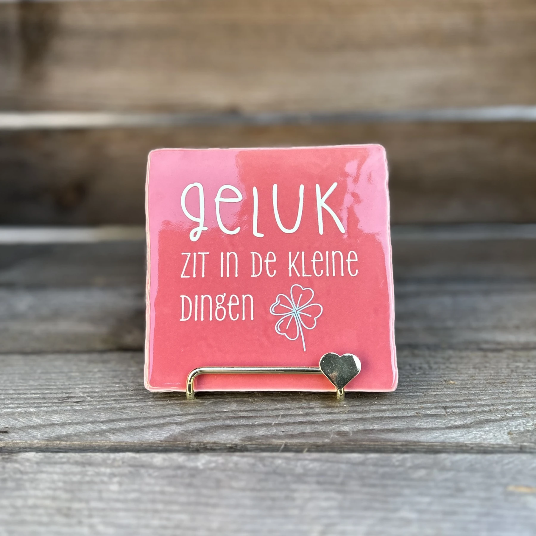 Tegeltje Geluk zit in de kleine dingen (roze)