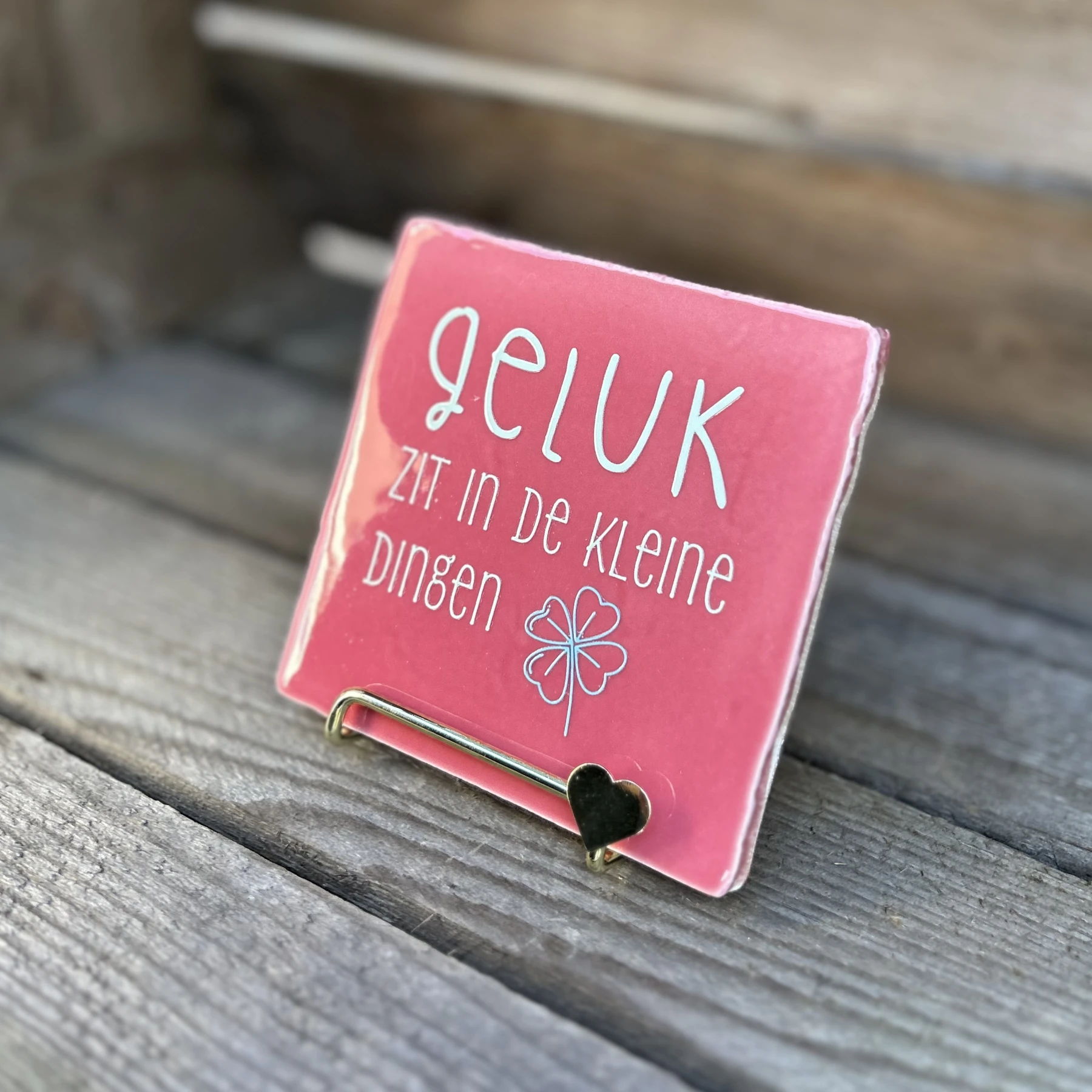 Tegeltje Geluk zit in de kleine dingen (roze) - Afbeelding 2