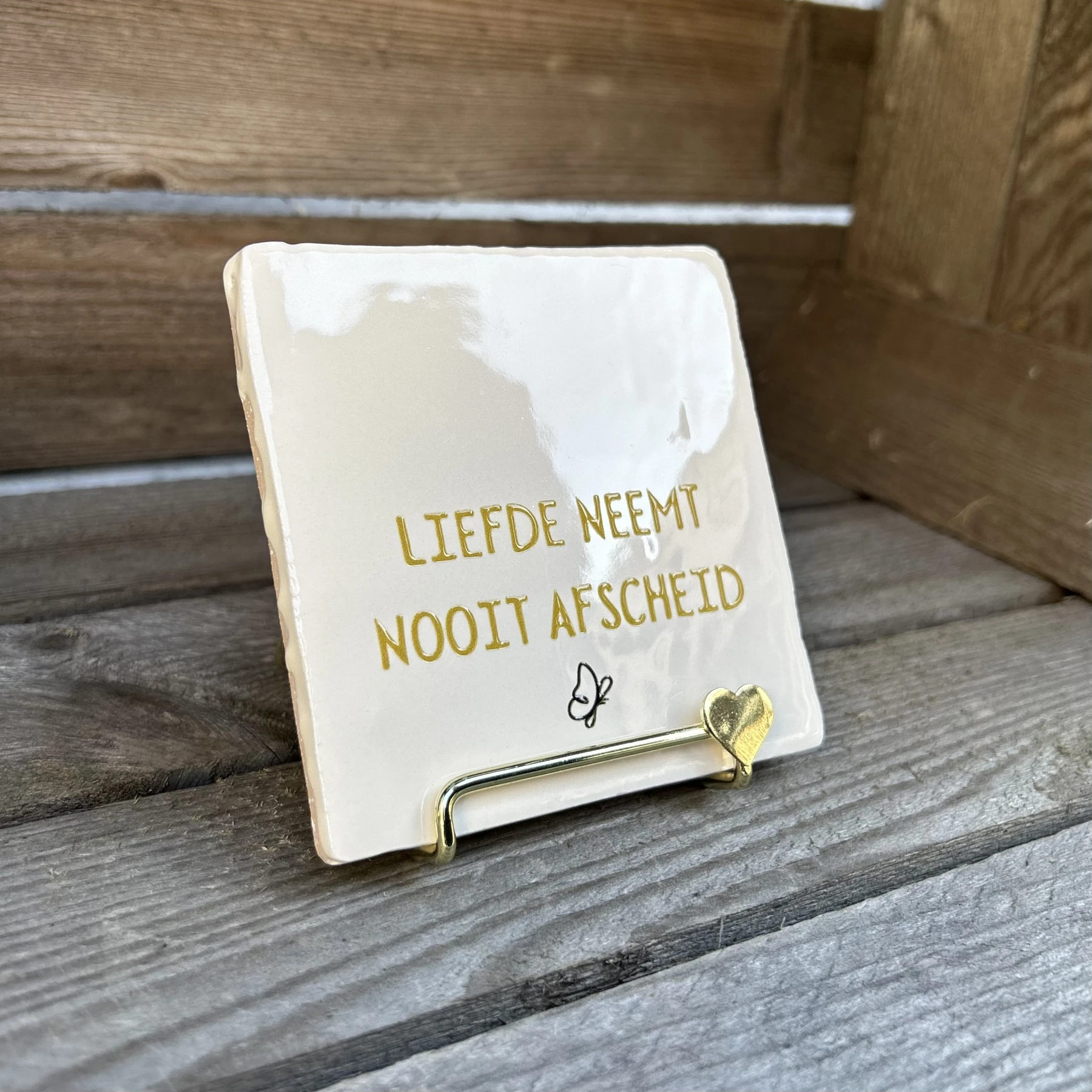 Tegeltje Liefde neemt nooit afscheid (zwarte vlinder) - Afbeelding 3