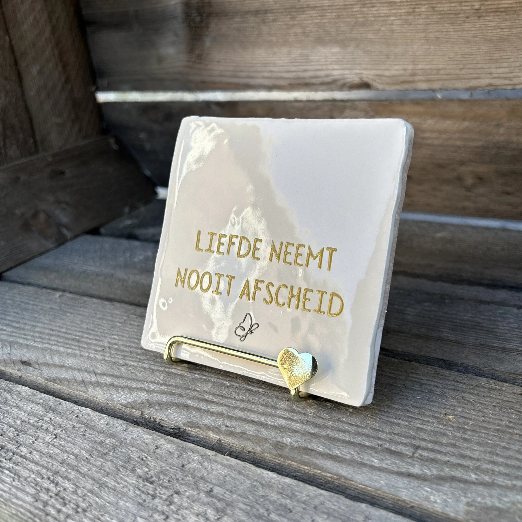 Tegeltje Liefde neemt nooit afscheid (zwarte vlinder) - Afbeelding 2