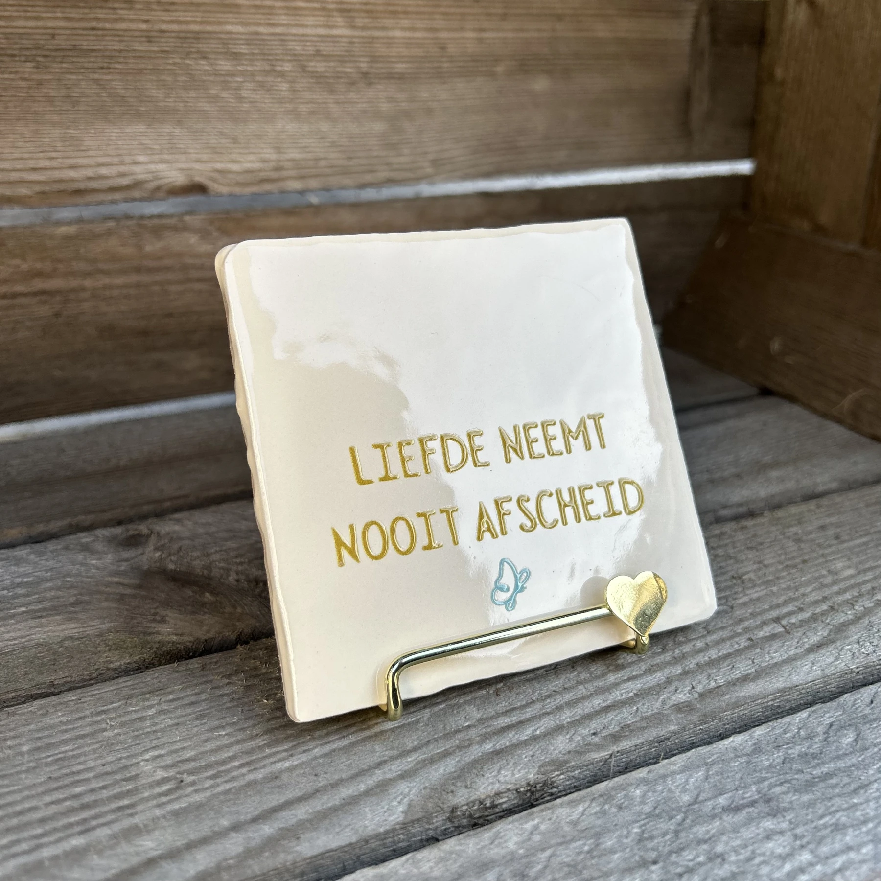 Tegeltje Liefde neemt nooit afscheid (blauwe vlinder) - Afbeelding 3