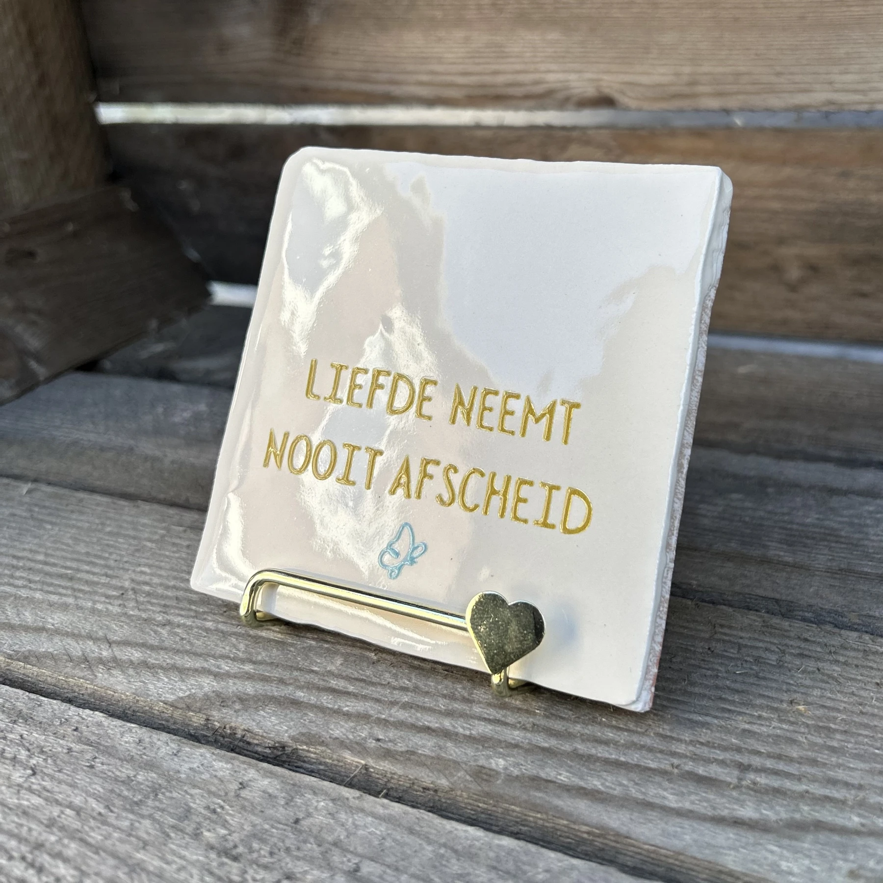 Tegeltje Liefde neemt nooit afscheid (blauwe vlinder) - Afbeelding 2
