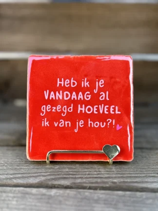 Tegeltje Heb ik je vandaag al gezegd hoeveel ik van je hou?! Rood