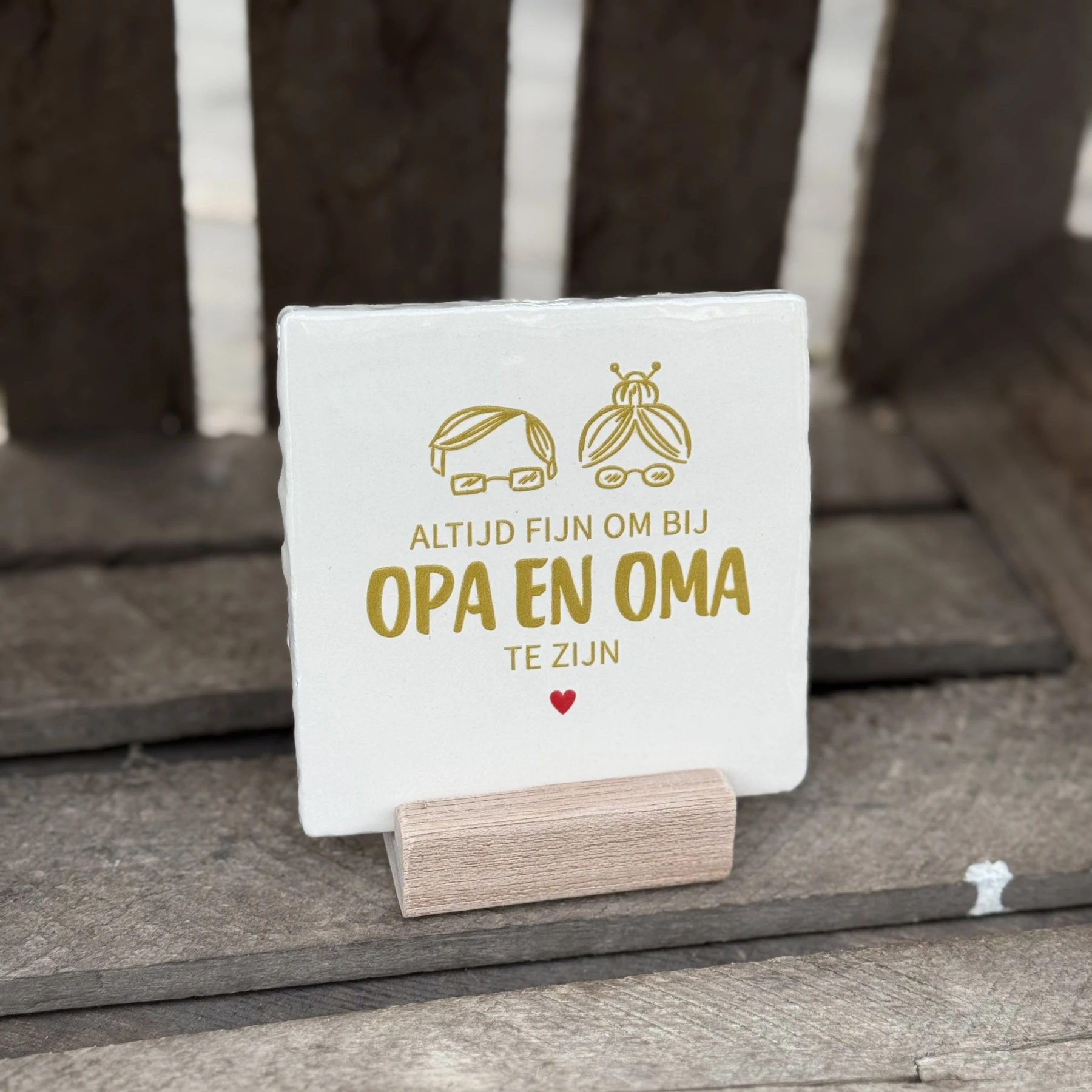 Tegeltje Altijd fijn om bij opa en oma te zijn (creme) - Afbeelding 2