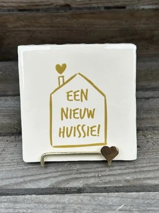Tegeltje Een nieuw huissie! (Crème)