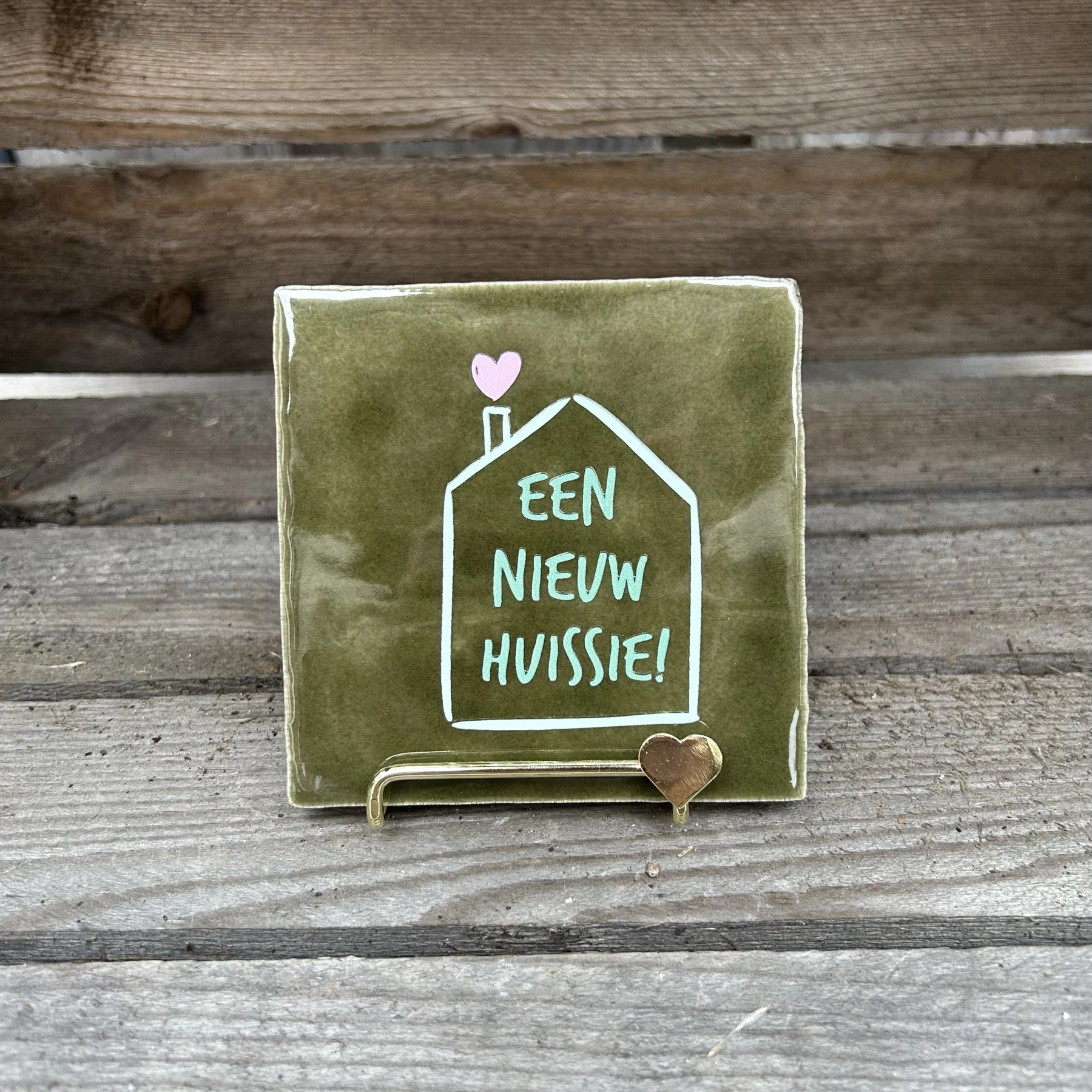Tegeltje Een nieuw huissie! (Groen)