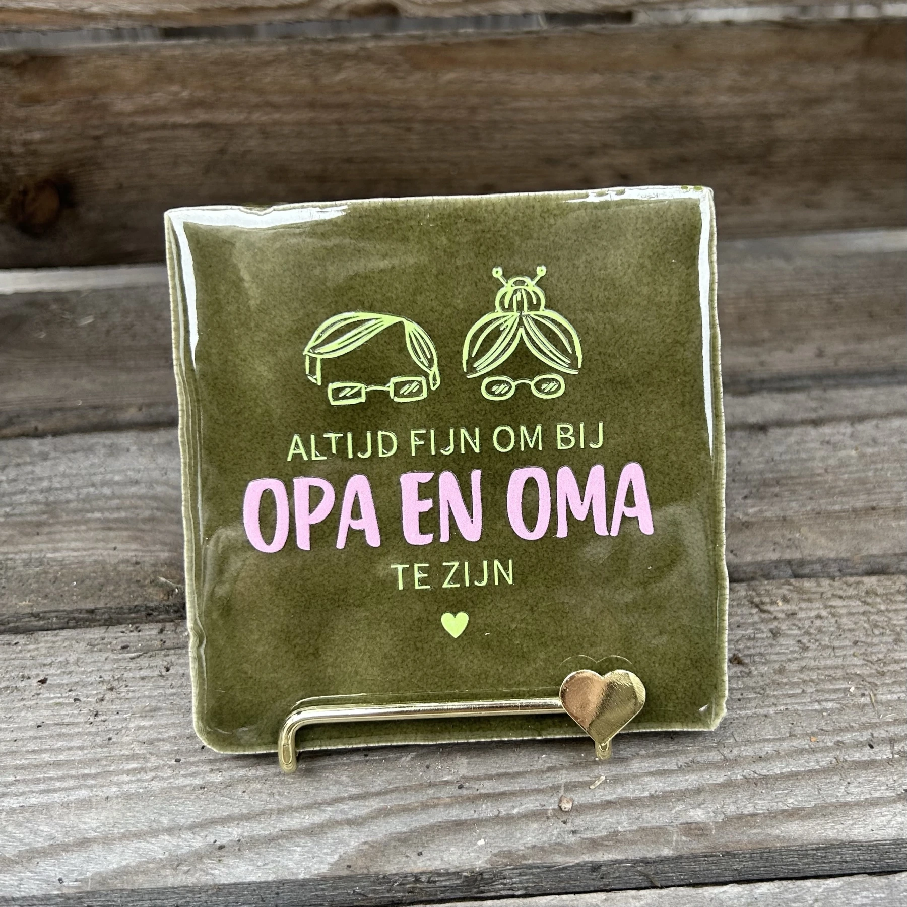 Tegeltje Altijd fijn om bij opa en oma te zijn (groen)