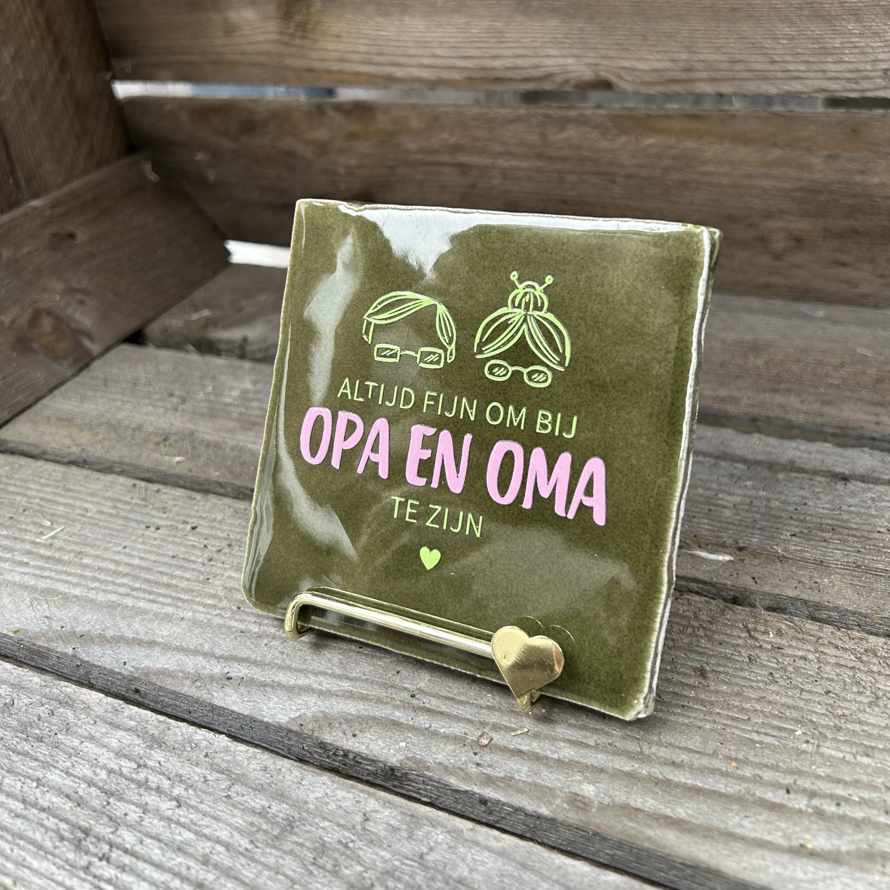 Tegeltje Altijd fijn om bij opa en oma te zijn (groen) - Afbeelding 3