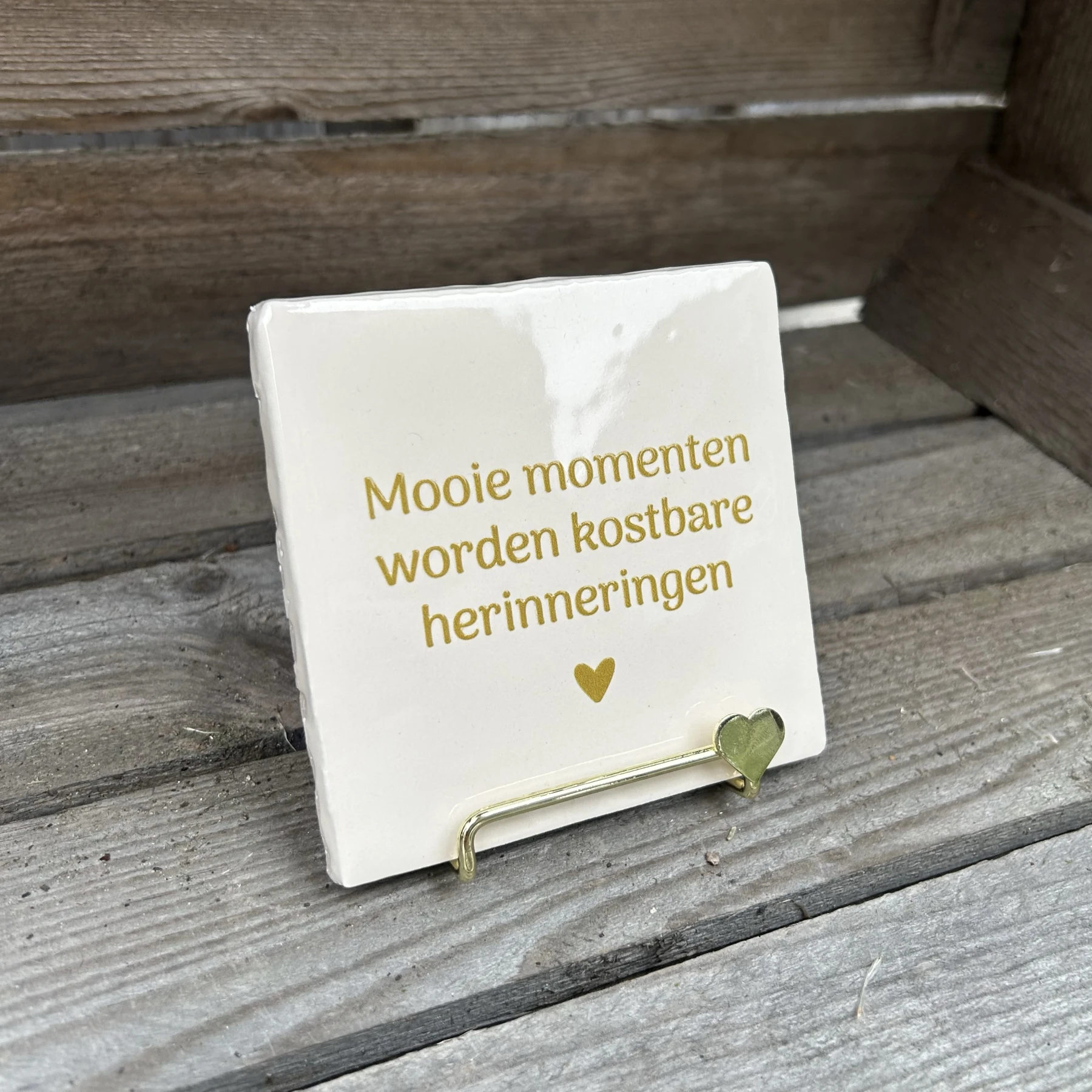 Tegeltje mooie momenten worden kostbare herinneringen (crème) - Afbeelding 2