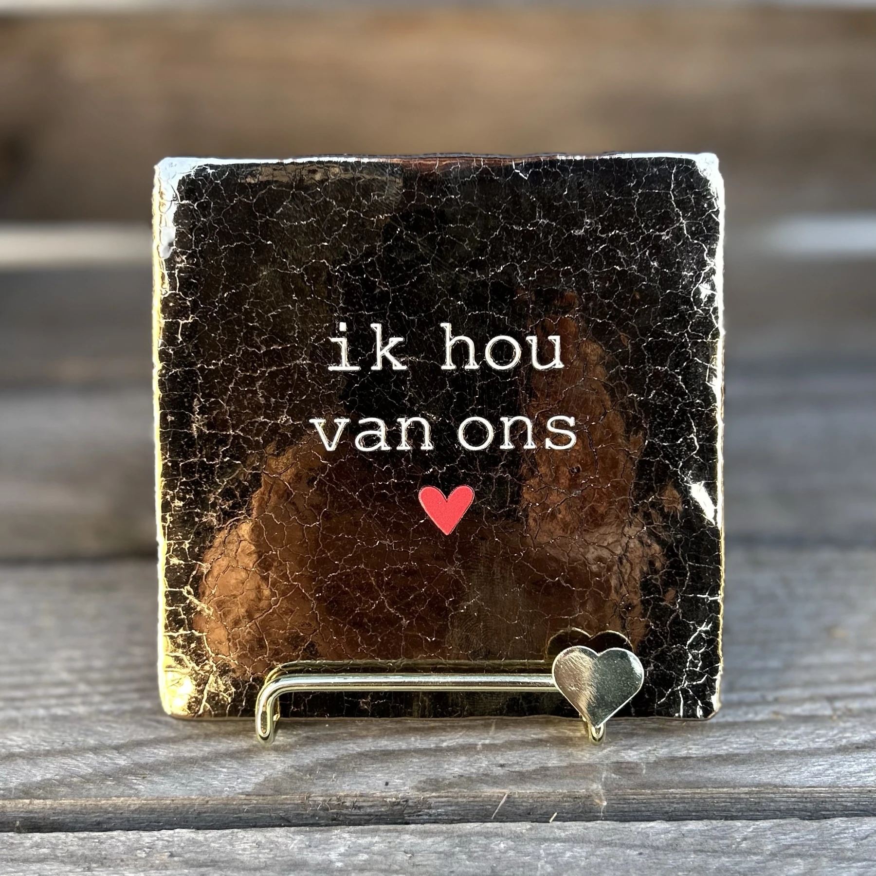 Tegeltje Ik hou van ons (brons)