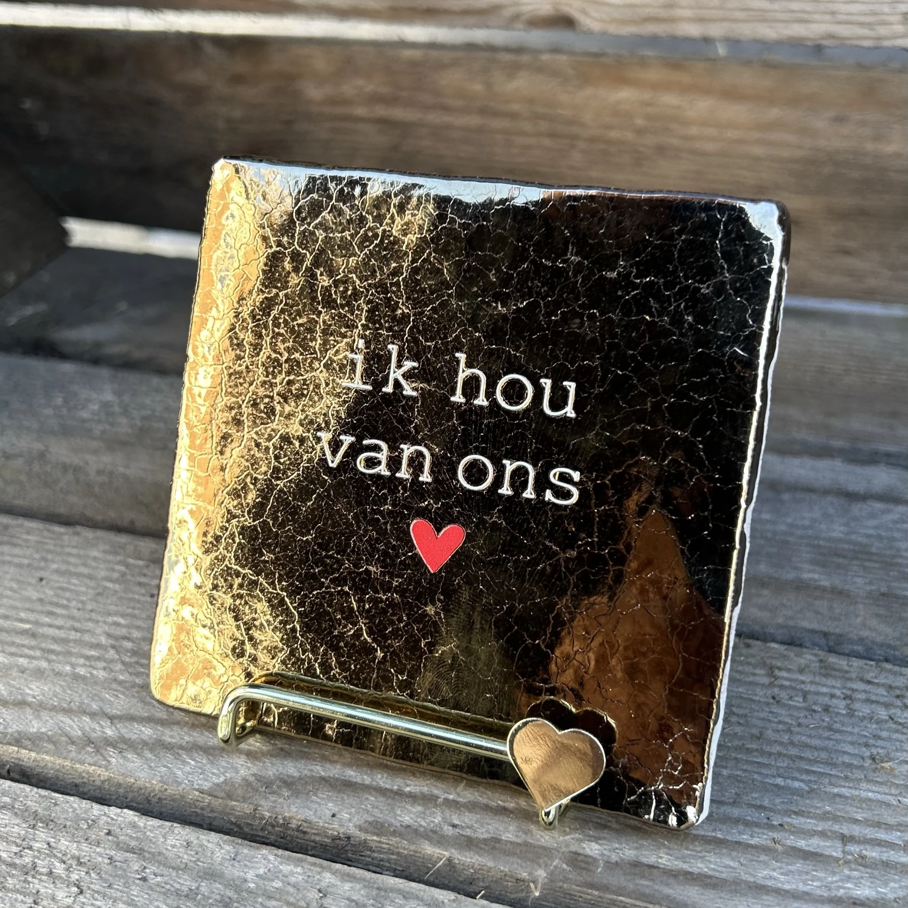 Tegeltje Ik hou van ons (brons) - Afbeelding 2