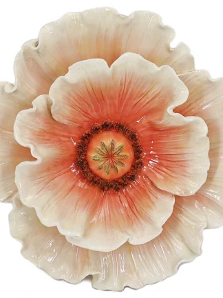 Decoratieve Wandbloem ‘Peach Klaproos’ – 31x31x6,8 cm