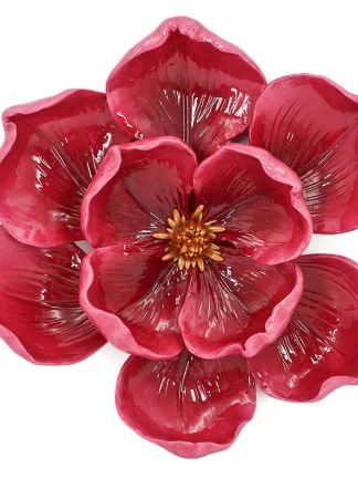 Decoratieve Wandbloem ‘rode lotusbloem’ – 27x26,3x5,2 cm