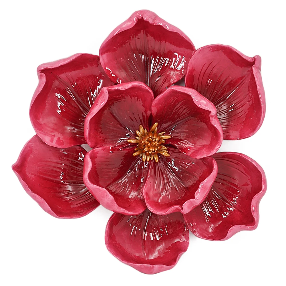 Decoratieve Wandbloem ‘rode lotusbloem’ – 27x26,3x5,2 cm