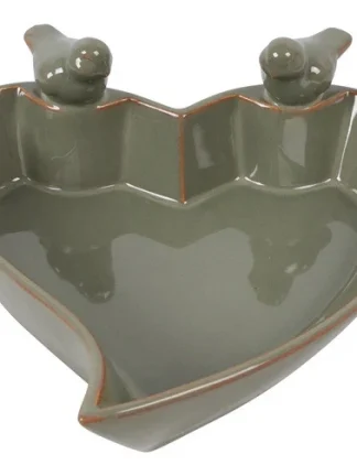 Vogelbad schaal groen hart 20x18,5x8CM