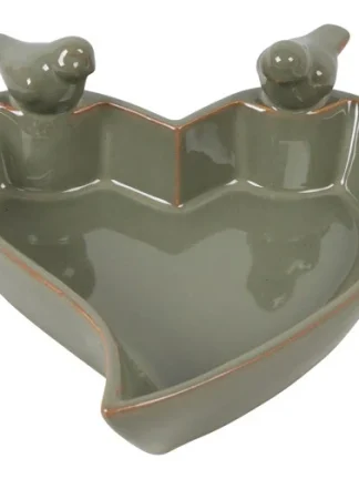 Vogelbad schaal groen hart 24,5x24x9,5CM