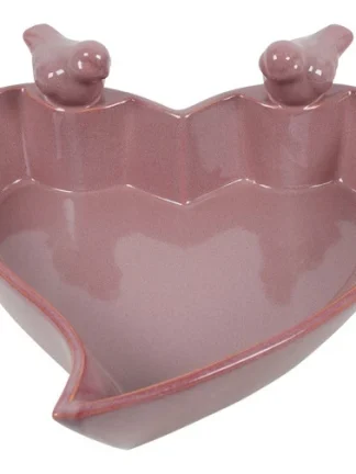 Vogelbad schaal roze hart 24,5x24x9,5CM