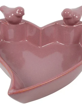 Vogelbad schaal roze hart 20x18,5x8CM
