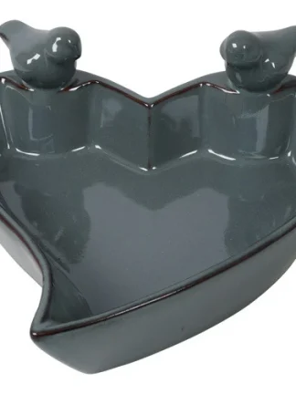 Vogelbad schaal blauw hart 20x18,5x8CM