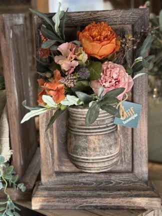 Actie! Staand paneel met 3d vaas incl. boeket bloem