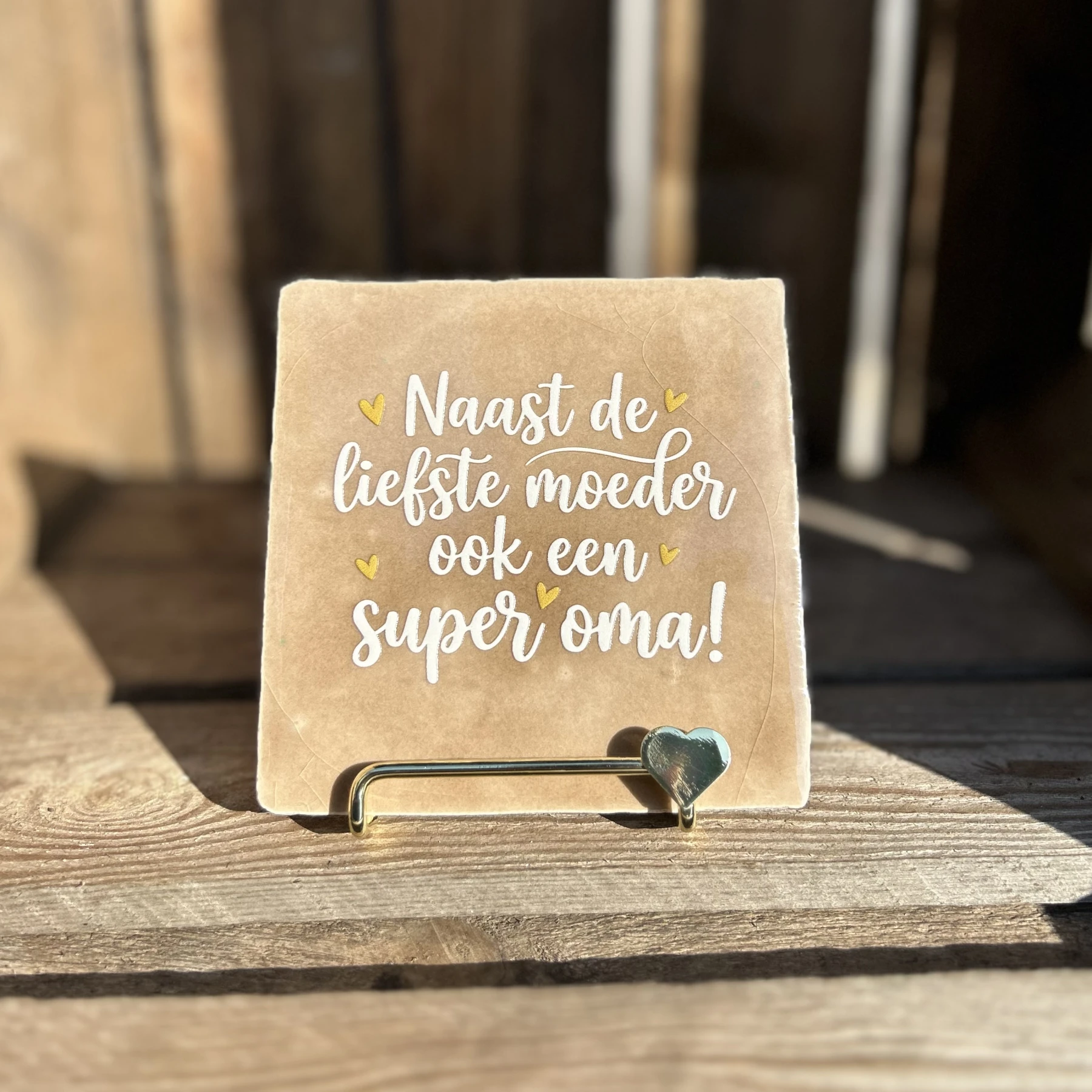 Tegeltje naast de liefste moeder ook een super oma! Beige/ wit