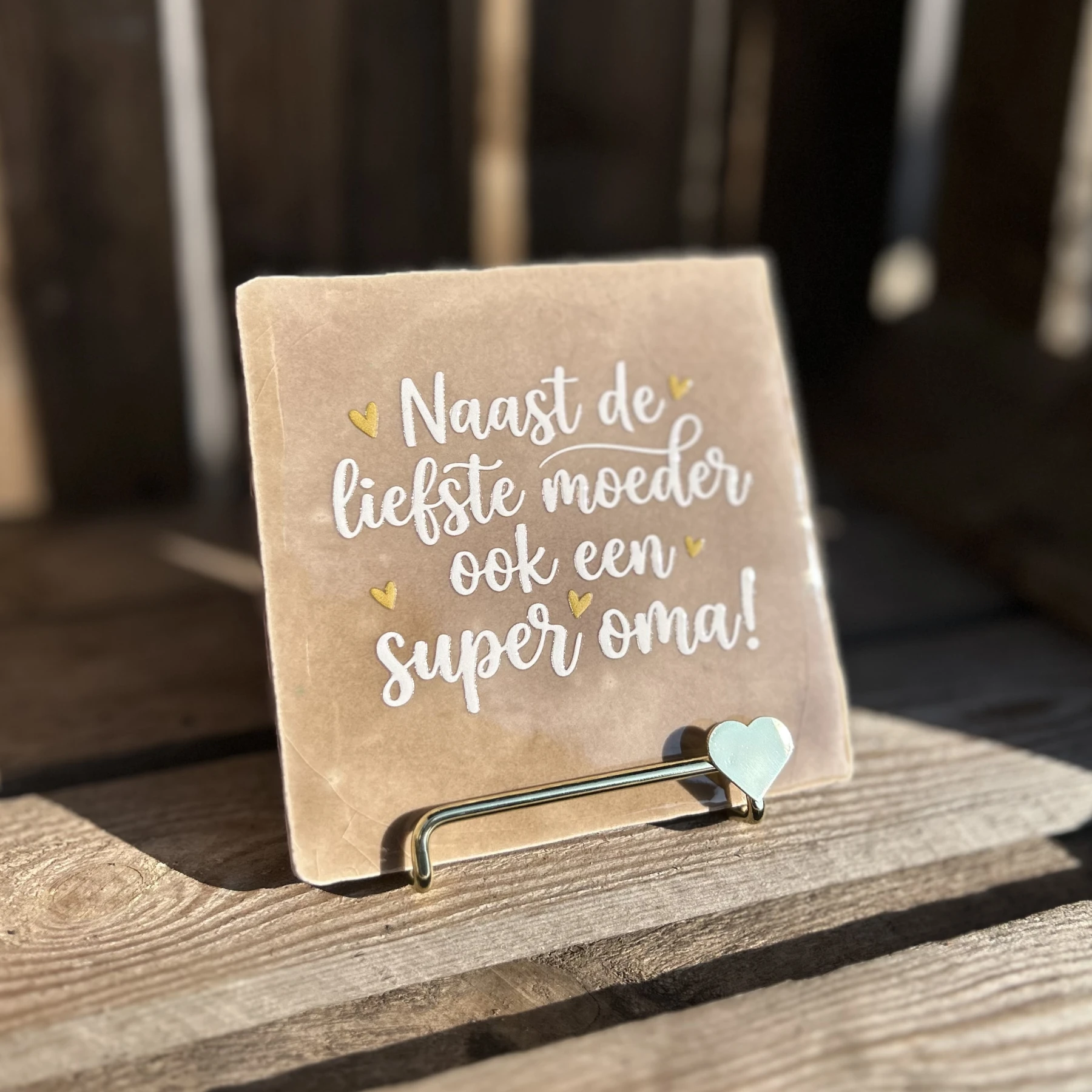 Tegeltje naast de liefste moeder ook een super oma! Beige/ wit - Afbeelding 3