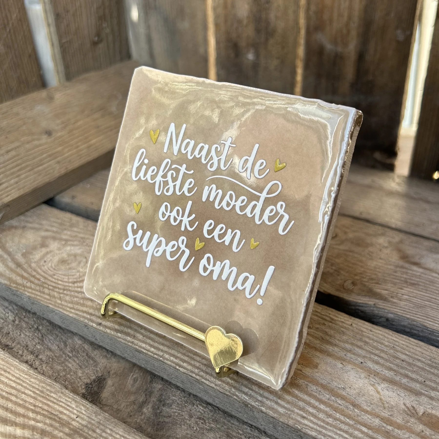 Tegeltje naast de liefste moeder ook een super oma! Beige/ wit - Afbeelding 2
