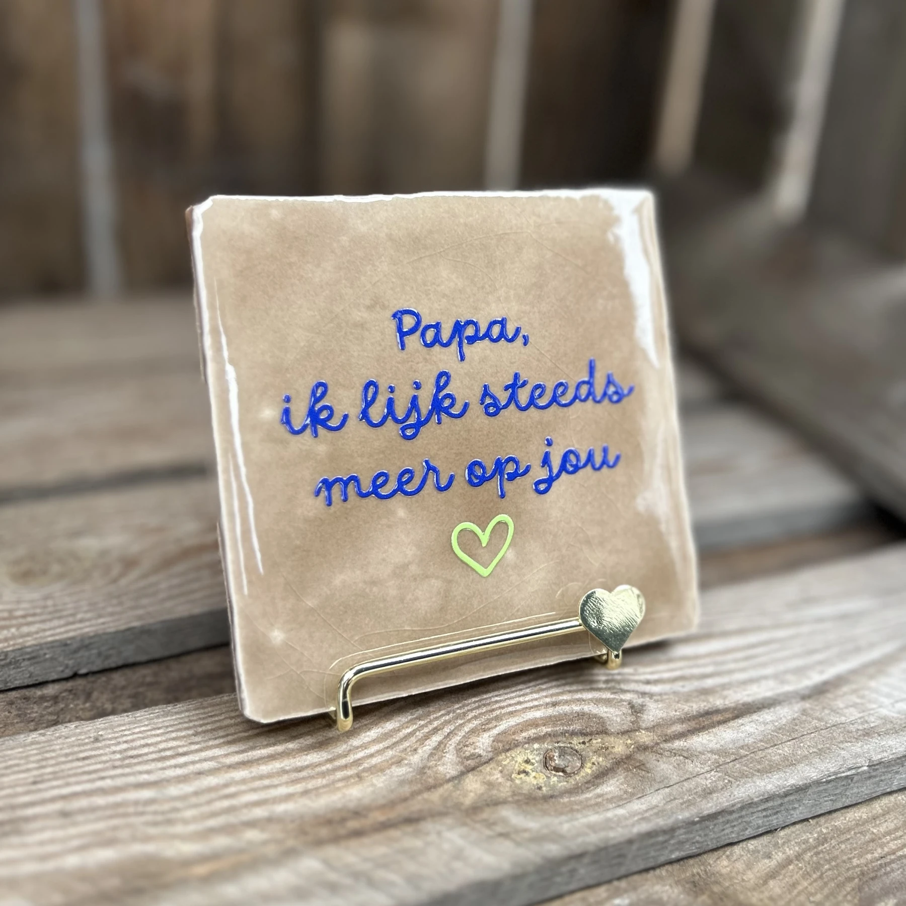 Tegeltje Papa, ik lijk steeds meer op jou Beige/ Blauw - Afbeelding 2