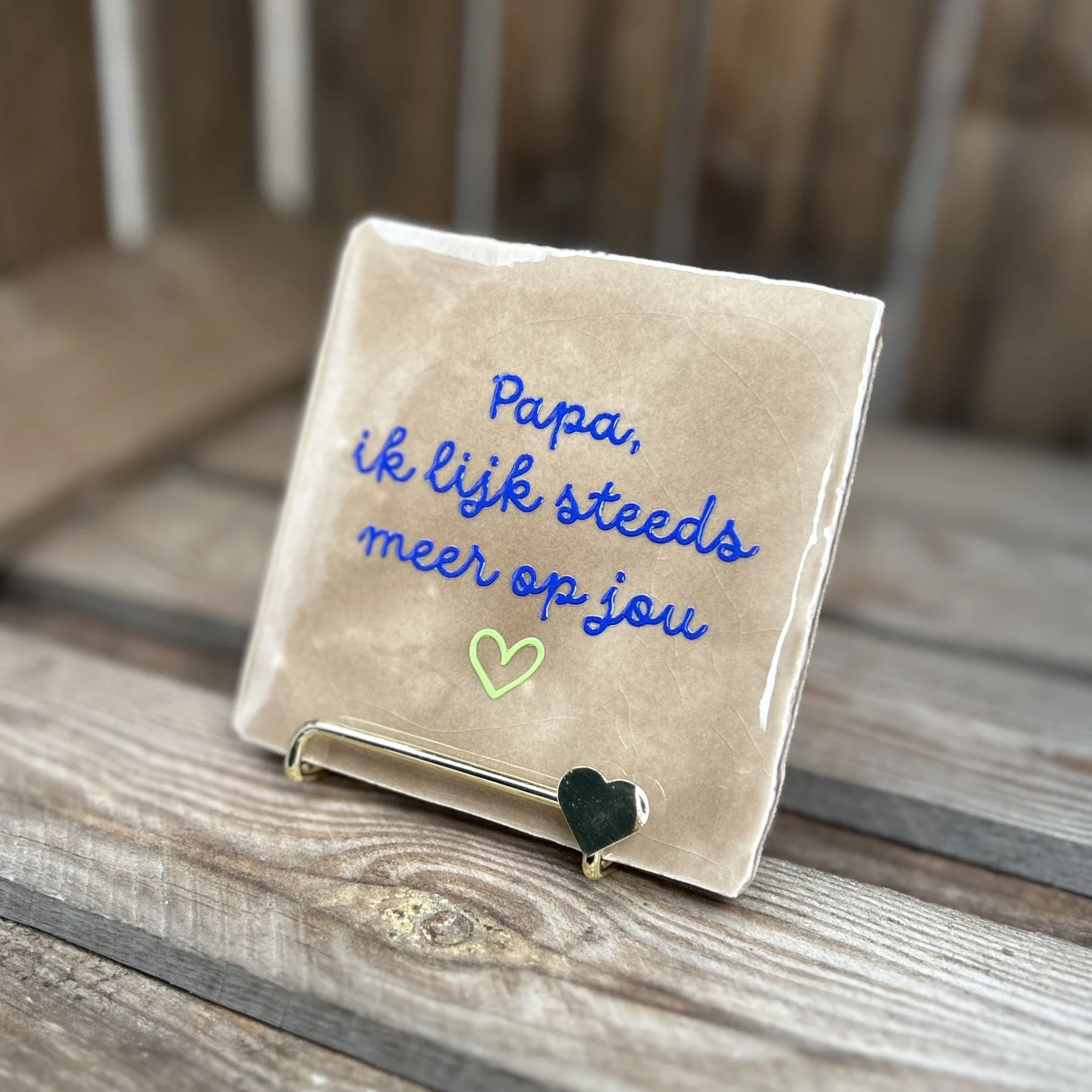 Tegeltje Papa, ik lijk steeds meer op jou Beige/ Blauw - Afbeelding 3