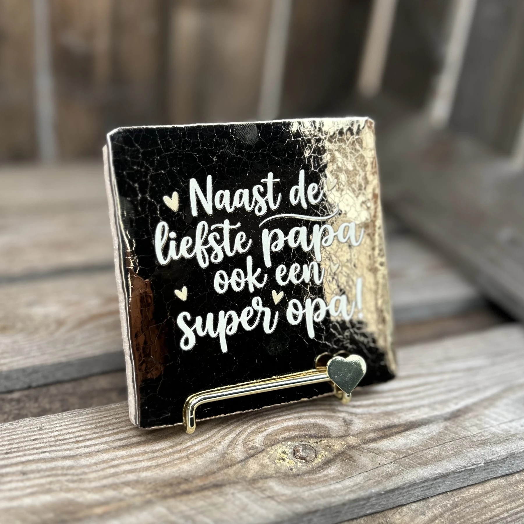 Tegeltje naast de liefste papa ook een super opa! Brons/ Wit - Afbeelding 2