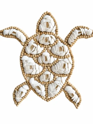 Hangende schildpad met witte schelpen