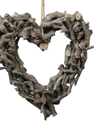 Houten hart krans 45cm/Large