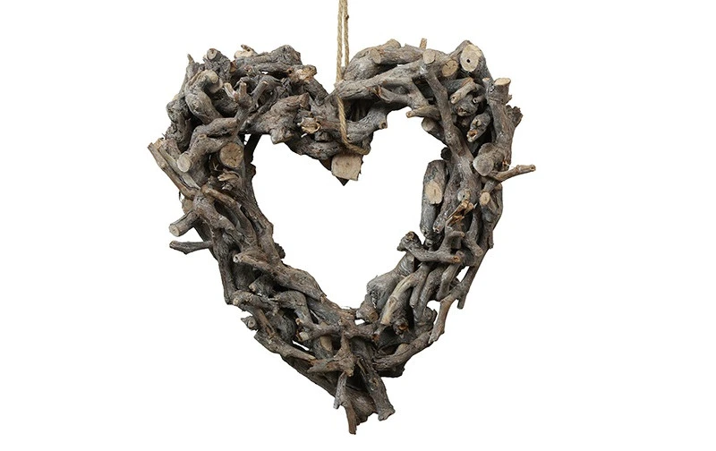 Houten hart krans 45cm/Large