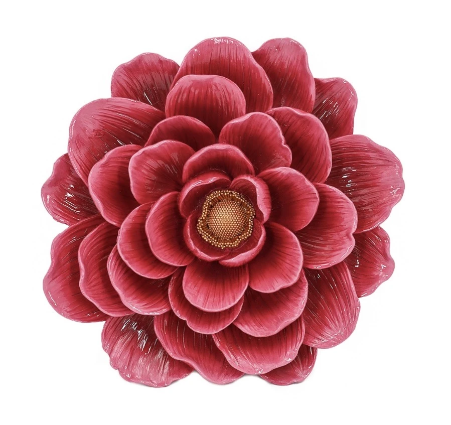 Decoratieve Wandbloem ‘ rode dahlia ’ – 31 x 29,2 x 4,9 cm
