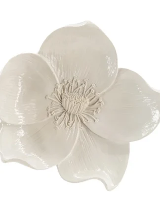 Decoratieve Wandbloem ‘ witte annemoon ’ – 15,5 x 3,5 x 13,8 cm