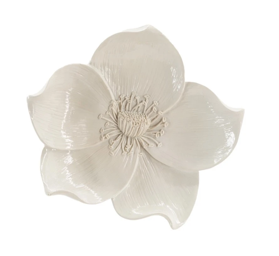 Decoratieve Wandbloem ‘ witte annemoon ’ – 15,5 x 3,5 x 13,8 cm