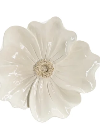 Decoratieve Wandbloem ‘ witte cosmos ’ – 15,3 x 3 x 14,3 cm