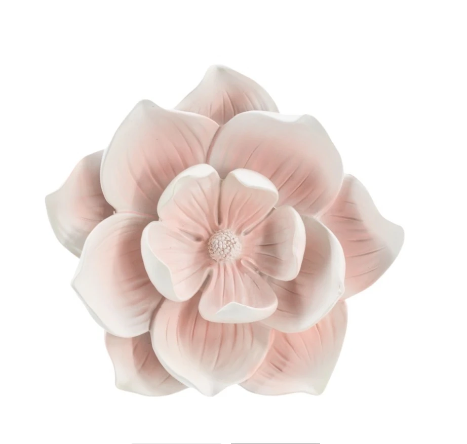 Decoratieve Wandbloem ‘ zacht roze pioen ’ – 15 x 4,3 x 14,5 cm