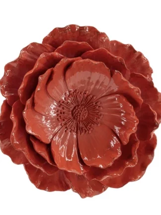 Decoratieve Wandbloem ‘ rode papaver ’ – 15,2 x 15 x 3,3 cm