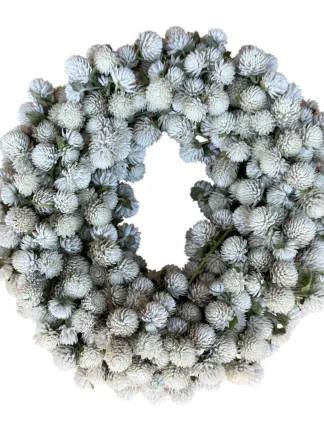 Witte Gomphrena Krans - 30cm